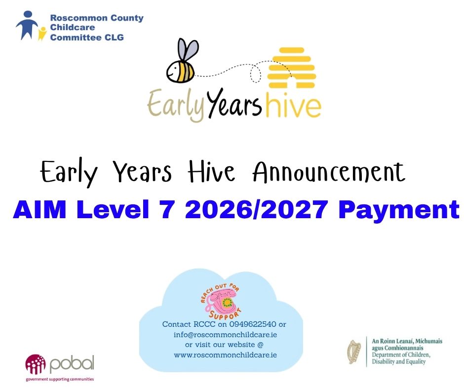 Dear Service Provider,This communication explains what you need to do so your AIM Level 7 payments can be processed. The first payment will be made by 7 September 2026 and will reflect from the beginning of the 2026/2027 programme call.For AIM Level 7 payments to be processed, the following must be in place:The AIM Level 7 confirmation form must be submitted and approved for all year 1, year 2 and year 3 children. (This was previously called the AIM Level 7 application form).
Each AIM child must have an active ECCE and/or confirmed NCS registration in place.
A service must have completed ECCE and NCS pre-contracting steps.
Please Note: Payments cannot be made unless the AIM Level 7 confirmation form has been submitted and the child has an active ECCE and/or confirmed NCS registration.
To avoid delays, please ensure all registrations and programme information are accurate and up to date.AIM payment scheduleAs part of AIM simplification, AIM payments are now directly linked to eligible ECCE registrations and NCS claims. Therefore, from September 2026, AIM Level 7 payments will be made one week in arrears. This means payment is based on the previous week's eligible ECCE registrations and NCS claims.To support timely payments, please ensure registrations remain active and accurate throughout the programme year.Viewing AIM payment information on the Early Years HiveThis guide provides more information on viewing AIM Level 7 payments information on the Early Years Hive.Training on AIM Level 7 capitations and allocations will be held on Thursday 3 September 2026. The training invitation will be issued shortly.Contact usIf you have any queries regarding the AIM programme, please contact the Early Years Provider Centre (EYPC) by raising a request on Hive using the following categories:Programme: Select the relevant AIM Level
Request Type: Application
Request Type Detail: How To
Regards,
The Early Years Team