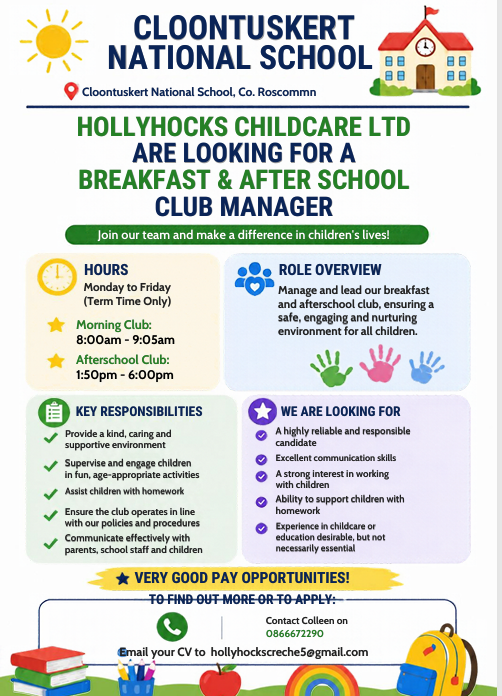 Cloontuskert National School Job Advert